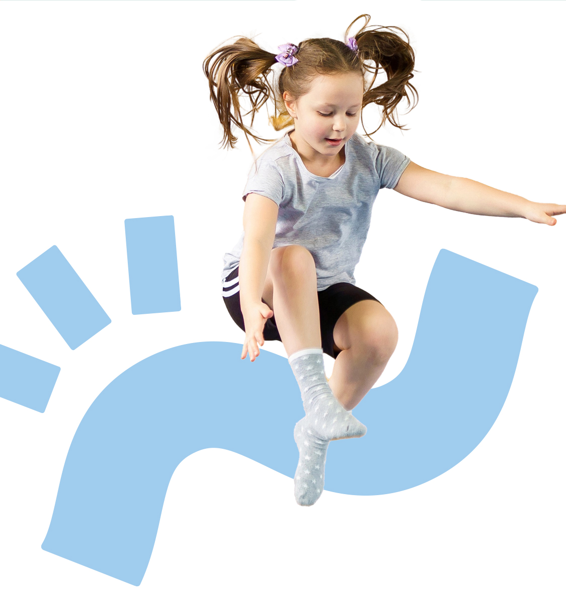 Young child jumping.