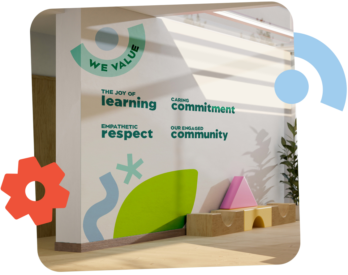 WCCC's values as wall mural.