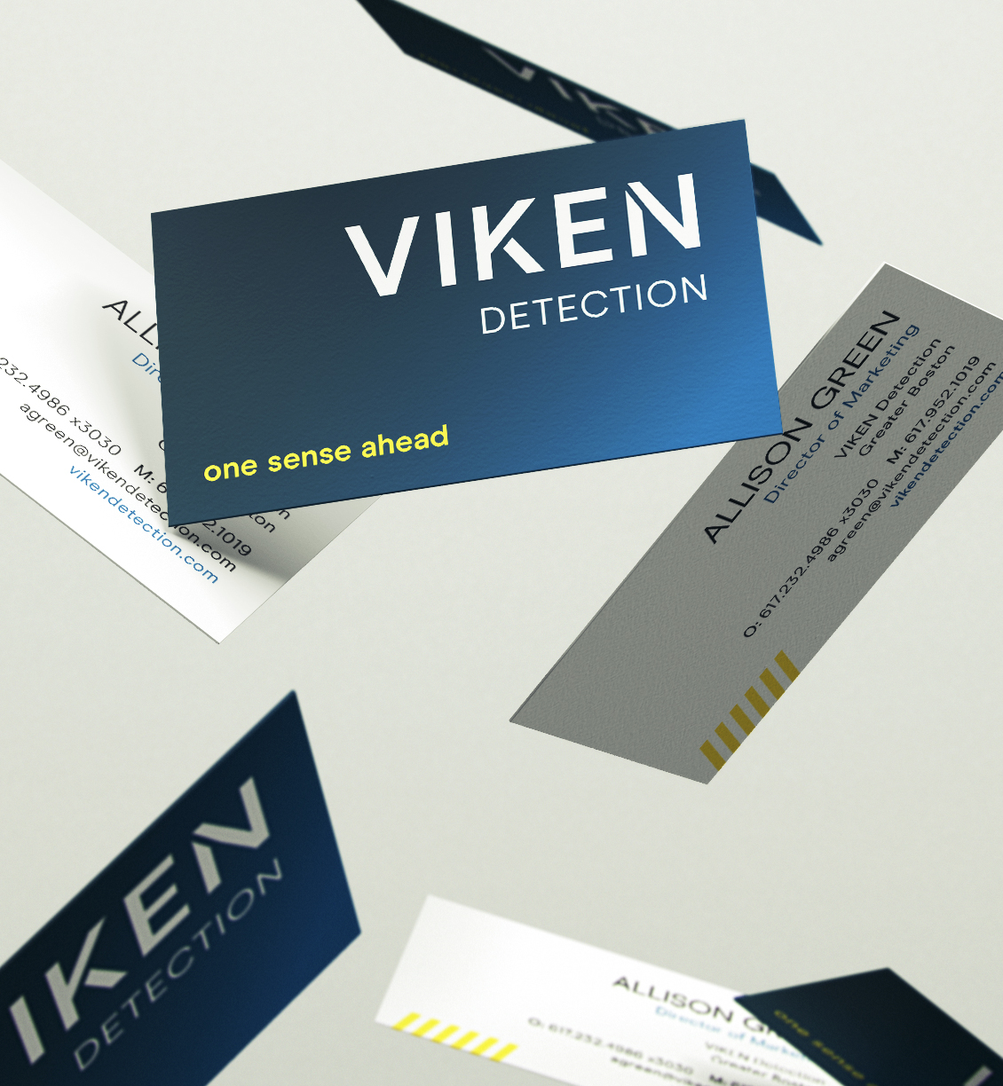 Business cards with Viken Detection logo and tagline 